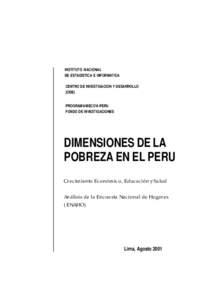 INSTITUTO NACIONAL DE ESTADISTICA E INFORMATICA CENTRO DE INVESTIGACION Y DESARROLLO (CIDE) PROGRAMA MECOVI-PERU FONDO DE INVESTIGACIONES