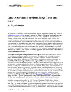 Spring[removed]Anti-Apartheid Freedom Songs Then and Now by Tayo Jolaosho