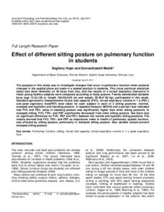 Journal of Physiology and Pathophysiology Vol. 2(2), pp[removed], July 2011 Available online http://www.academicjournals.org/jpap ISSN 2I41-260X ©2010 Academic Journals. Full Length Research Paper