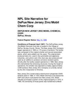 NPL Site Narrative for DePue/New Jersey Zinc/Mobil Chem Corp, NPL, Superfund, US EPA