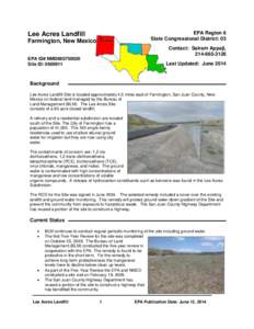 EPA Region 6 State Congressional District: 03 Lee Acres Landfill Farmington, New Mexico