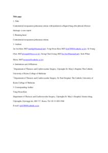 Title page 1. Title Contralateral reexpansion pulmonary edema with ipsilateral collapsed lung after pleural effusion drainage: a case report 2. Running head Contralateral reexpansion pulmonary edema