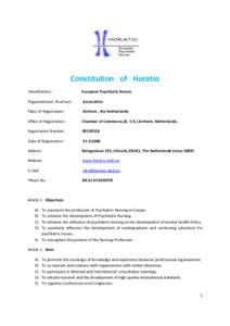 Constitution of Horatio Identification : European Psychiatric Nurses  Organisational Structure :