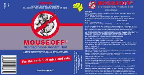 KEEP OUT OF REACH OF CHILDREN READ SAFETY DIRECTIONS BEFORE OPENING OR USING MOUSEOFF ®  Pr