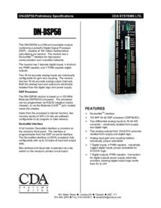 DN-DSP56 Preliminary Specifications  CDA SYSTEMS LTD. DN-DSP56 This DN-DSP56 is a DIN-rail mountable module