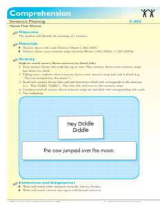 Comprehension Sentence Meaning C.002  Name That Rhyme