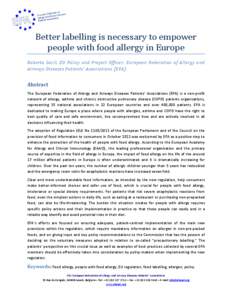 Health / Immune system / Food science / Allergology / European Academy of Allergy and Clinical Immunology / Food allergy / Allergy / Allergen / Food allergy in the United States / Medicine / Immunology / Anatomy