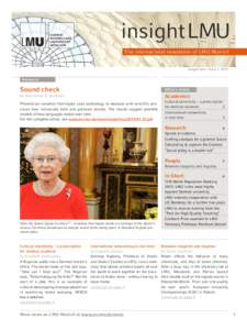insight LMU The international newsletter of LMU Munich insight LMU / Issue 1, 2012  Research