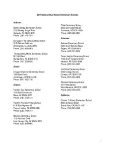 2011 National Blue Ribbon Elementary Schools Alabama Barkley Bridge Elementary School 2333 Barkley Bridge Road Hartselle, AL[removed]Phone: ([removed]