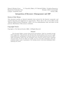 Network Working Group G. Camarillo (Editor), W. Marshall (Editor), Jonathan Rosenberg Request for Comments: 3312 Ericsson, AT&T, dynamicsoft Category: Standards Track October 2002