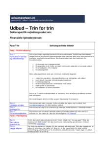 Udbud – Trin for trin Sektorspecifik vejledningstekst om: Finansielle tjenesteydelser: Fase/Trin  Sektorspecifikke tekster