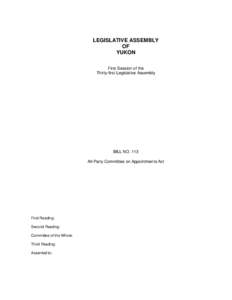 LEGISLATIVE ASSEMBLY OF YUKON First Session of the Thirty-first Legislative Assembly