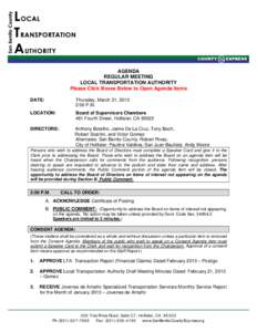 AGENDA REGULAR MEETING LOCAL TRANSPORTATION AUTHORITY Please Click Boxes Below to Open Agenda Items DATE: