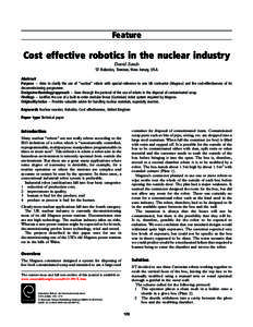 Feature  Cost effective robotics in the nuclear industry David Sands ST Robotics, Trenton, New Jersey, USA Abstract