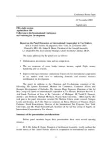 Conference Room Paper 10 November 2003 English only Fifty-eight session Agenda item 104 Follow-up to the International Conference