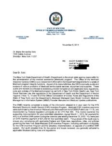 STATE OF NEW YORK OFFICE OF THE MEDICAID INSPECTOR GENERAL 800 North Pearl Street Albany, New York[removed]ANDREW M. CUOMO GOVERNOR