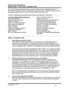 International Front Runners Minutes of the 7th IFR Forum - September 1999 The 7th International Front Runners Forum was hosted by Front Runners/Philadelphia and held in