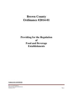 Brown County Ordinance #Providing for the Regulation of Food and Beverage