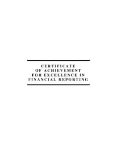 CERTIFICATE OF ACHIEVEMENT FOR EXCELLENCE IN FINANCIAL REPORTING  State of South Carolina