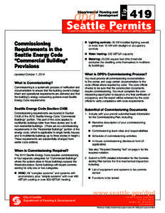 Seattle DPD Tip #419 - Commissioning Requirements in the Seattle Energy Code 