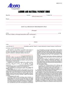 HRBF[removed]Transportation LABOUR AND MATERIAL PAYMENT BOND Amount