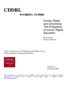 Human Rights and Citizenship: The Emergence of Human Rights Education