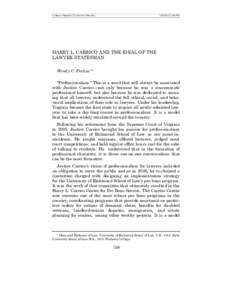 Anthony T. Kronman / Perdue / Supreme Court of Virginia / Virginia / State governments of the United States / Harry L. Carrico / Carrico / University of Richmond School of Law