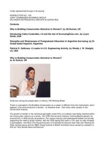 Under-represented Groups in Surveying NEWSLETTER NO[removed]JOINT COMMISSION WORKING GROUP ON UNDER-REPRESENTED GROUPS IN SURVEYING  Contents