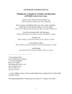 SUPPORTING INFORMATION for  Modeling the Atmospheric Transport and Deposition of PCDD/F to the Great Lakes Mark D. Cohen*, Roland R. Draxler, Richard Artz NOAA Air Resources Laboratory, Silver Spring MD