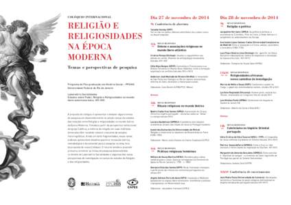 COLÓQUIO INTERNACIONAL  Laboratório Sacralidades Estudos sobre Poder, Religião e Religiosidades no mundo ibero-americano (sécs. XVI-XIX)