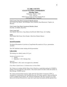 2 CLARK COUNTY CLEAN WATER COMMISSION Meeting Notes Wednesday, October 3, 2012 6:30 – 8:30 P.M.