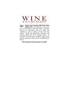 Wine Enthusiast Review: Tablas Creek Vineyard 2006 Rosé (90 Points)