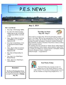 P.E.S. NEWS  May 2, 2014 PES CALENDAR 