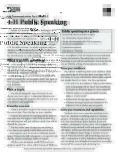 4H983: 4-H Communication Fact Sheet 5.0:  4-H Public Speaking