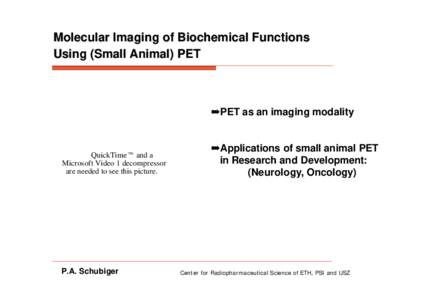 Molecular Imaging of Biochemical Functions Using (Small Animal) PET áPET as an imaging modality  QuickTime™ and a