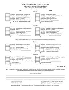 THE UNIVERSITY OF TEXAS AT AUSTIN ARCHITECTURAL ENGINEERINGCATALOG DEGREE PLAN SPRING