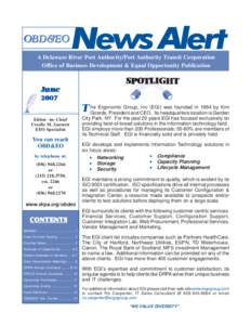 OBD&EO  News Alert A Delaware River Port Authority/Port Authority Transit Corporation Office of Business Development & Equal Opportunity Publication
