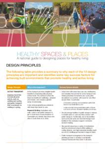 Healthy Spaces & Places  A national guide to designing places for healthy living DESIGN PRINCIPLES The following table provides a summary to why each of the 10 design