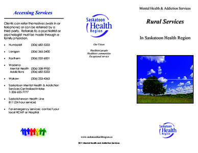 Mental Health & Addiction Services  Accessing Services Rural Services