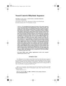 MUS031ull.fm Page 1 Monday, October 3, 2005 9:30 PM  Neural Control of Rhythmic Sequences FREDRIK ULLÉN, SARA L. BENGTSSON, H. HENRIK EHRSSON, AND HANS FORSSBERG Neuropediatric Research Unit, Department of Woman and Chi