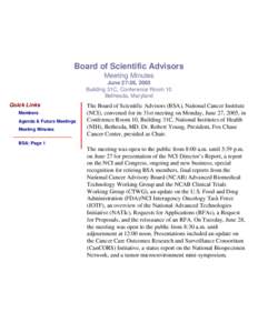 NCIDEA: Board of Scientific Advisors Meeting Minutes of June 27-28, 2005