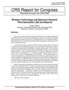 Wireless Technology and Spectrum Demand: Third Generation (3G) and Beyond