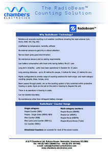 The RadioBeam™ Counting Solution Why RadioBeam™ Technology? Reliable and accurate counting in all weather conditions including the most adverse (rain, snow, sleet, hail, fog, etc)