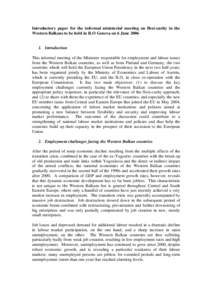 Introductory paper for the informal ministerial meeting on flexi-curity in Western Balkans to be held in ILO Geneva on 6 June 2006