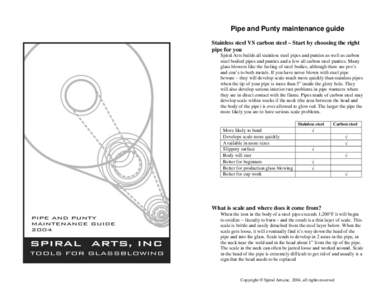 Pipe and Punty maintenance guide Stainless steel VS carbon steel – Start by choosing the right pipe for you Spiral Arts builds all stainless steel pipes and punties as well as carbon steel bodied pipes and punties and 