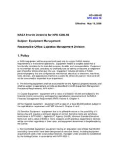 Federal Acquisition Regulation / NASA / Marshall Space Flight Center / Property management / International Space Station / Spaceflight / NASA facilities / Government procurement in the United States