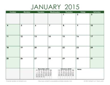 Printable Blank 2015 Calendar