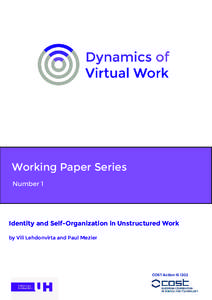 Working Paper Series Number 1 Identity and Self-Organization in Unstructured Work by Vili Lehdonvirta and Paul Mezier