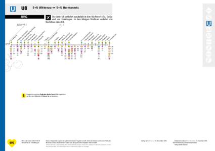 S+U Wittenau ◂▸ S+U Hermannstr.  4u U8 Linie U8 verkehrt zusätzlich in den Nächten Fr/Sa, Sa/So gh Die