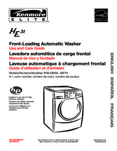 ®  Front-Loading Automatic Washer Use and Care Guide  Lavadora automática de carga frontal